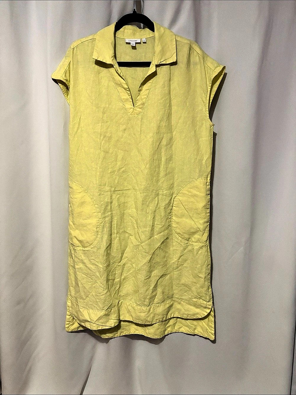 Chico's Linen Tunic Top in Yellow Size Medium Like New